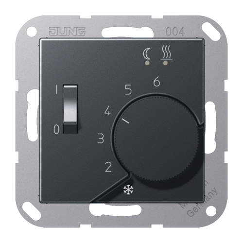 Термостат для теплого пола JUNG А-СЕРИЯ, с датчиком, матовый антрацит