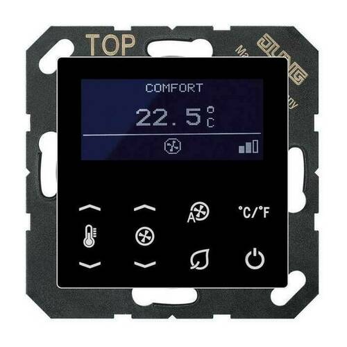 Терморегулятор Jung А-СЕРИЯ, с дисплеем, электронный, черный, TRDA5248SW