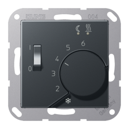 Термостат для теплого пола JUNG А-СЕРИЯ, с датчиком, матовый антрацит