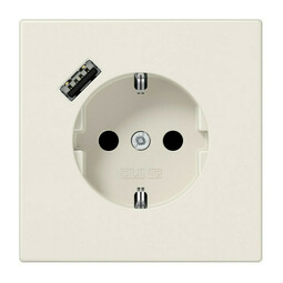 Розетка с USB Jung LS 990, скрытый монтаж, с заземлением, слоновая кость, LS1520-18A